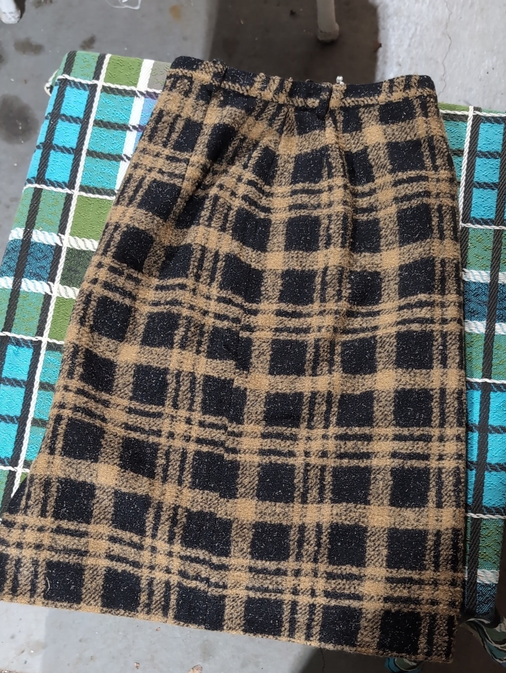 Vintage 1950s 1960s Plaid Wool Pencil Skirt | Connie Claire by J.I. Originals
